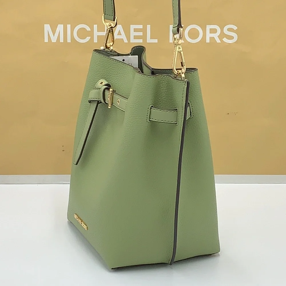 MICHAEL KORS EMILIA SMALL BUCKET BAG MESSENGER LIGHT SAGE COLOR